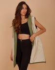 ( Restocking ) Long on the Go double face puffer Vest - Olive