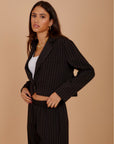 Black stripes short blazer