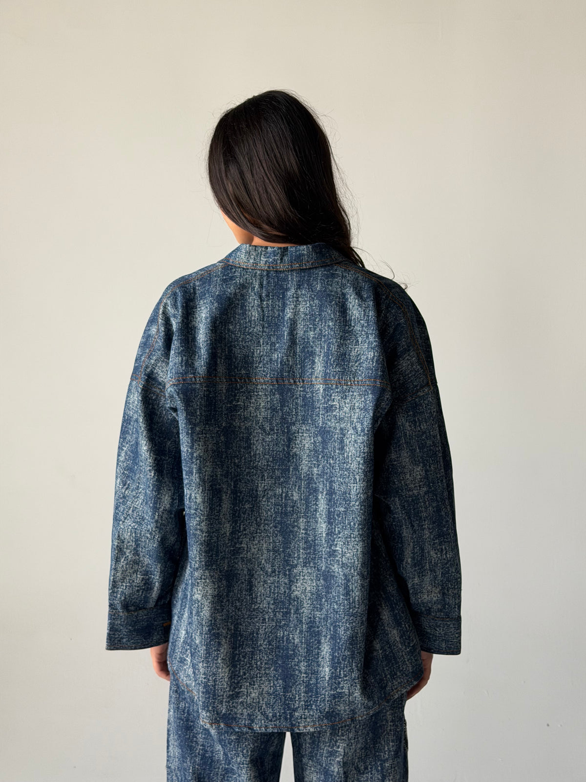 Denim shirt embelished shells- Navy