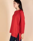 Oversized Drawstring T-shirt - Red