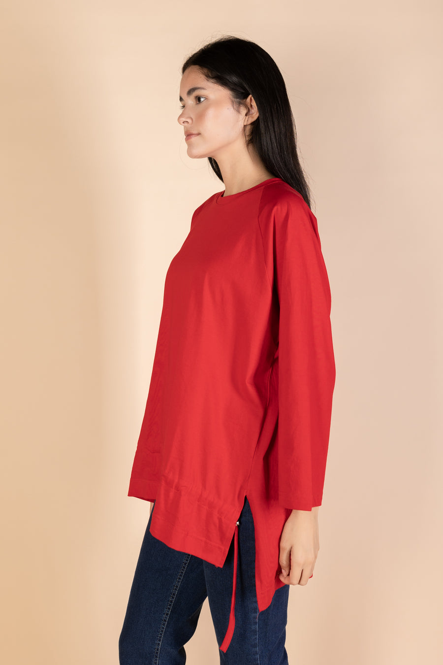 Oversized Drawstring T-shirt - Red