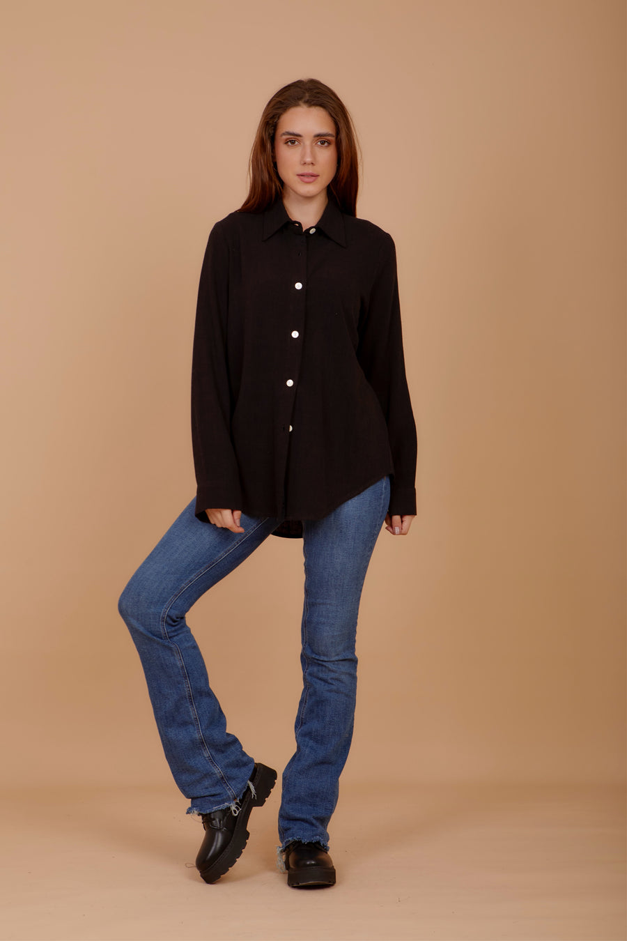 Black Soft Linen Shirt