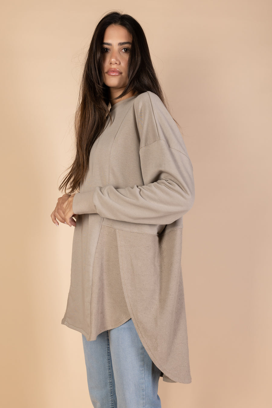 Back & Forth Melton Top - Beige