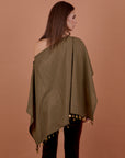 Luxe embellished cape - Olive
