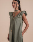 Puff sleeve Dress - Olive