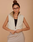 Short double face puffer Vest - Beige