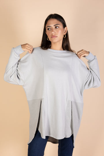 Back & Forth Melton Top - Grey