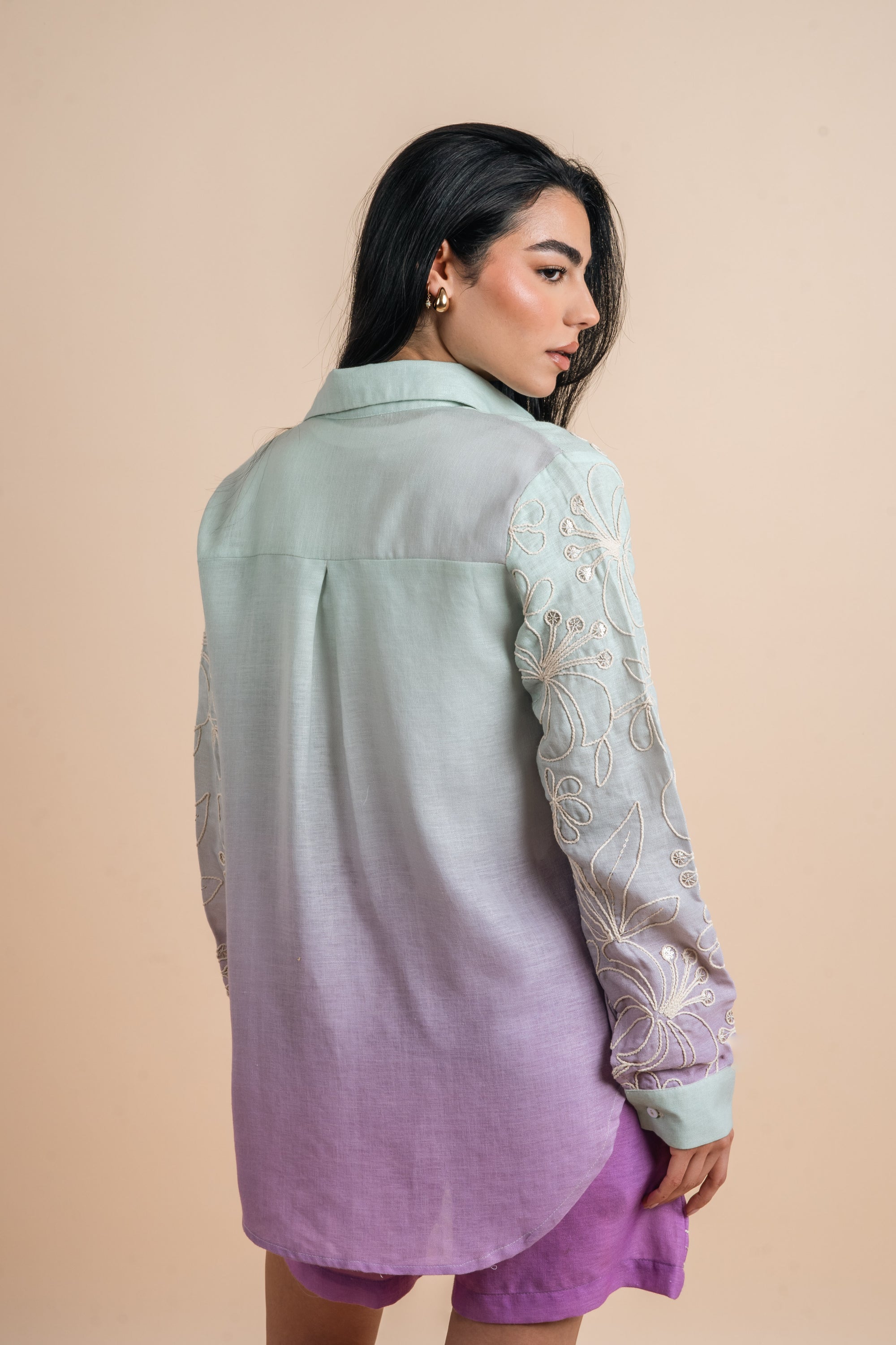 Grading mint/purple embro shirt