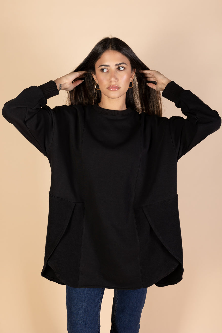 Back & Forth Melton Top - Black