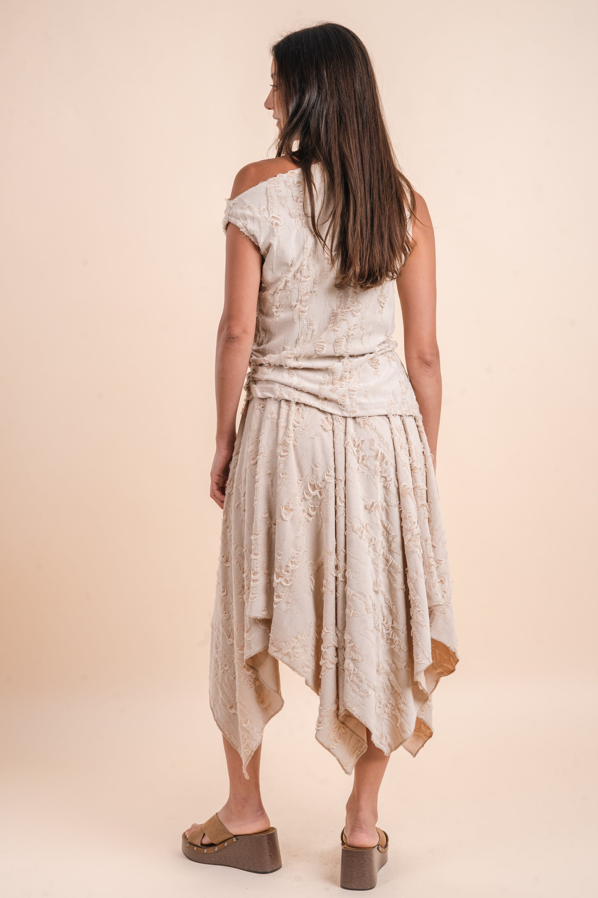 Flowing Midi Skirt - Beige