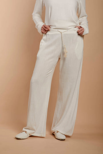 Off-White Linen drawstrings Pants (extra coating)