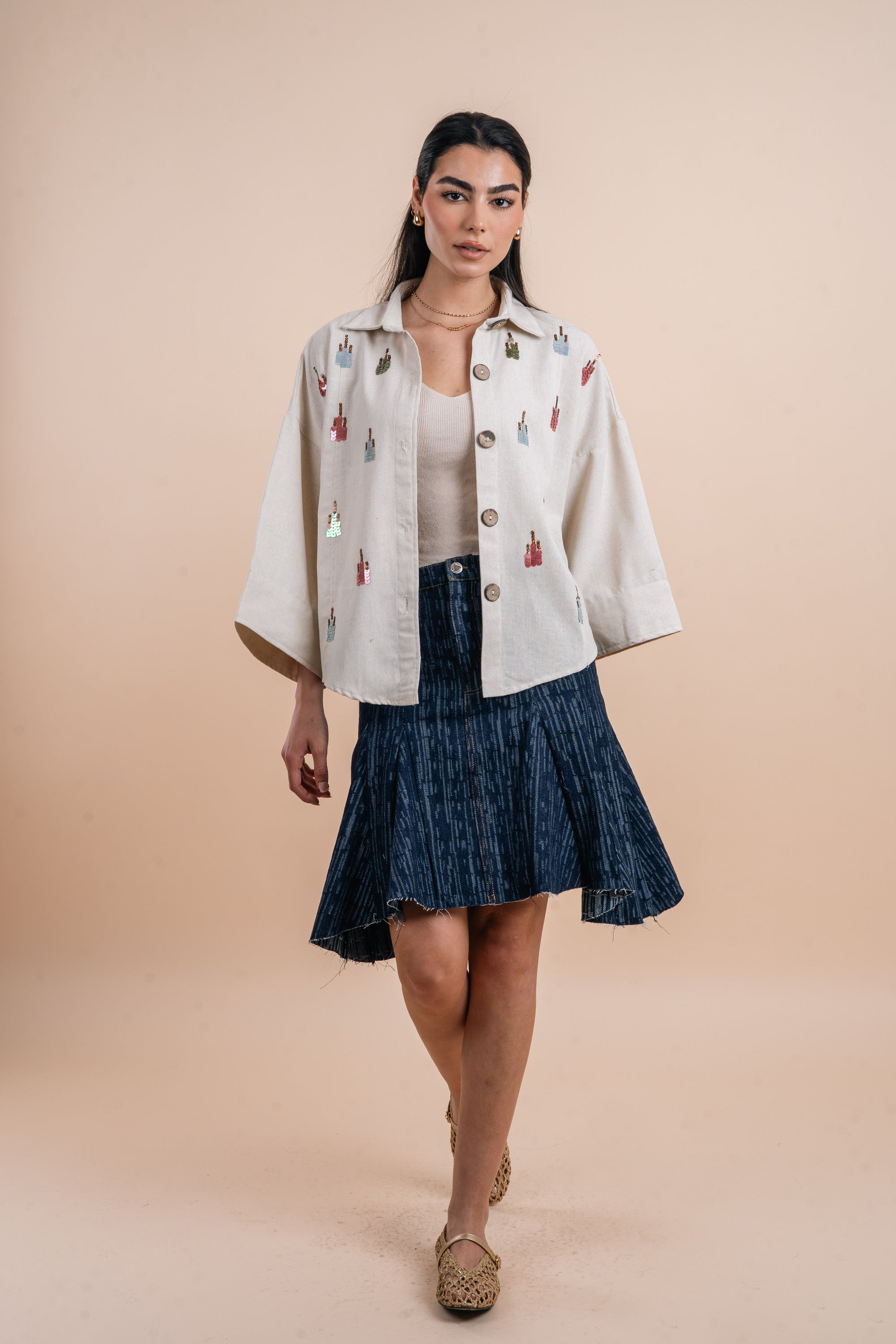 Denim Midi skirt - Dark blue
