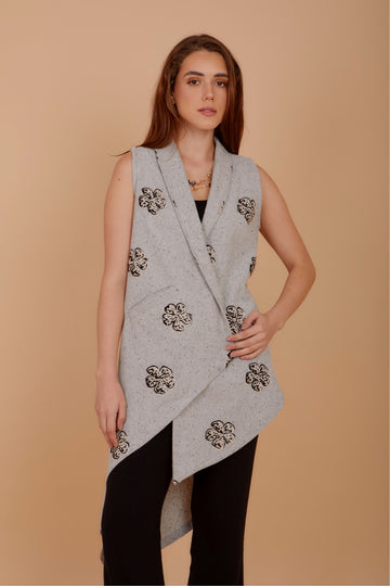 Grey Asymmetrical blended wool Waistcoat