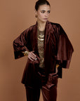 Brown Velvet set  - Kimono +pants