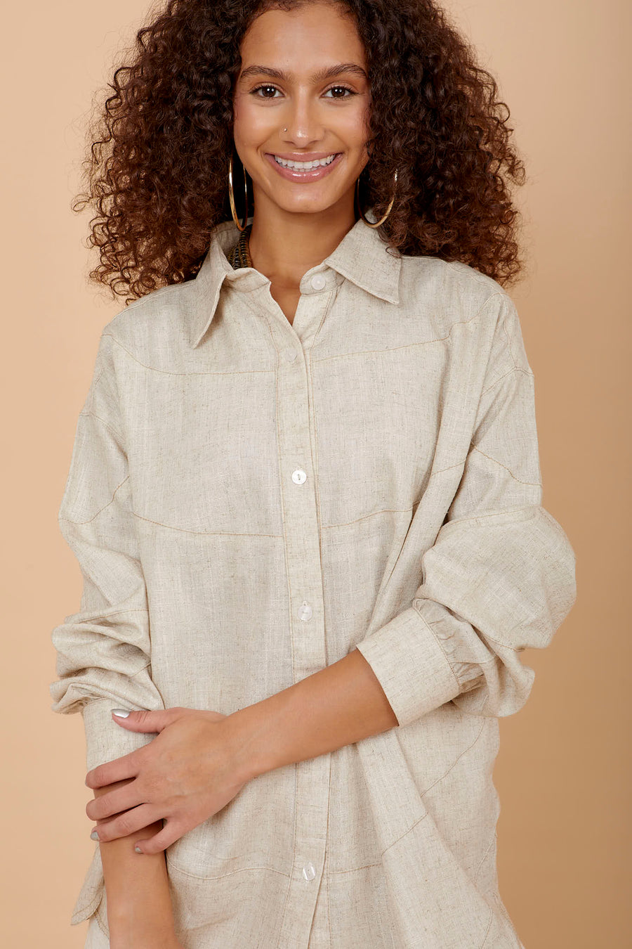 Beige silver shimmer Waves Shirt