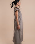 Puff sleeve Dress - Beige stripes