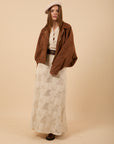 Oversize suede Jacket - Brown
