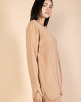 Camel V-Neck Knit Pullover