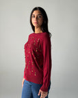 knitwear Top handmade work - Burgundy