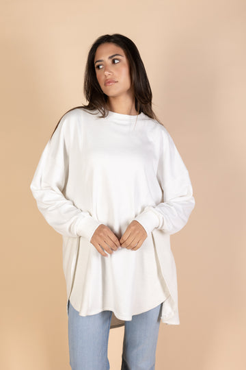 Back & Forth Melton Top - Off-white