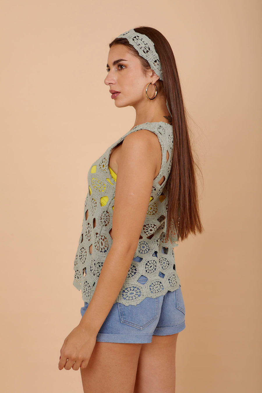 Mint Sleeveless Crochet Top