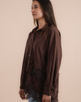 Asymmetric cotton shirt - Brown