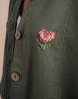 Linen shirt handmade sequins - Olive