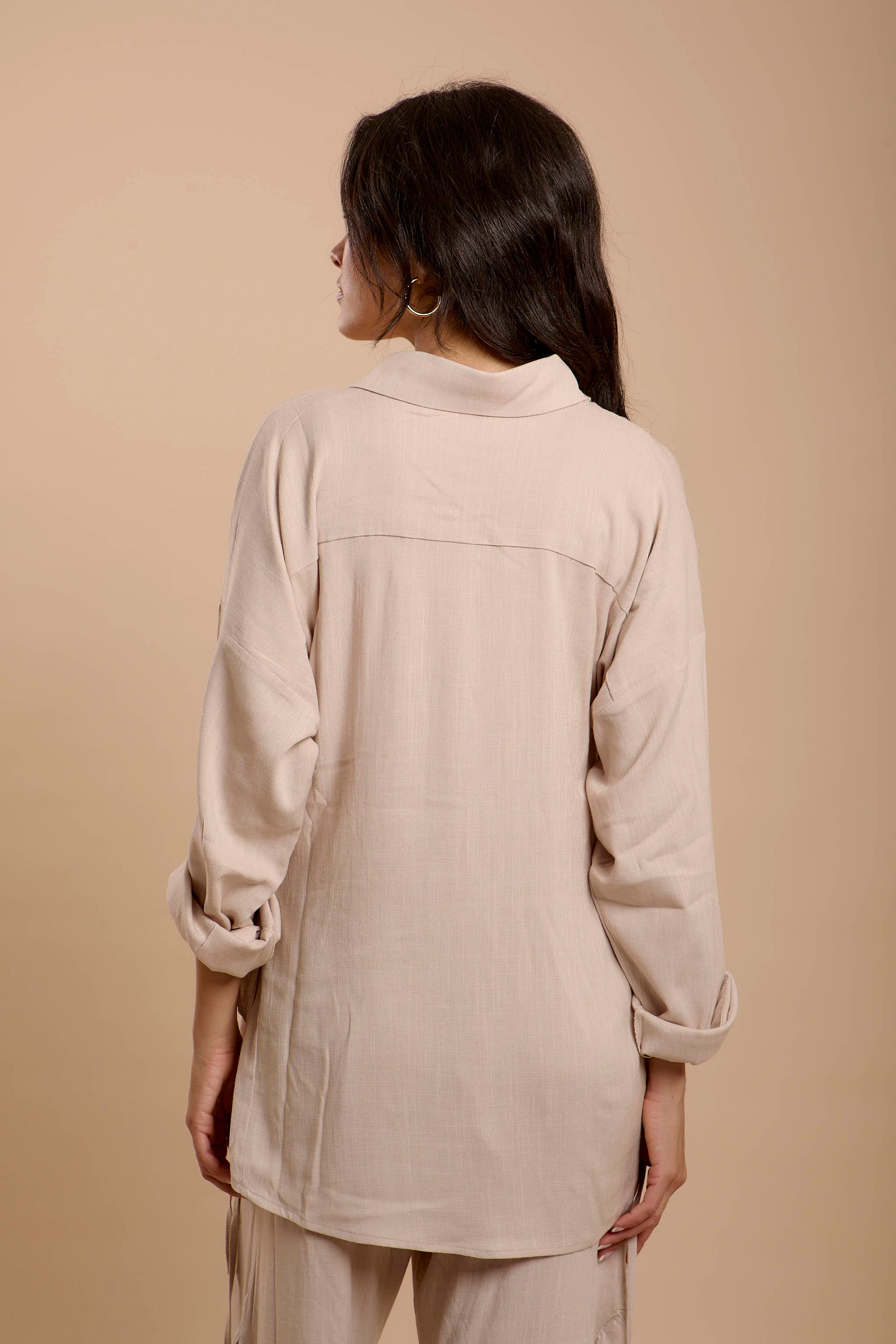 Beige Side sinching Shirt