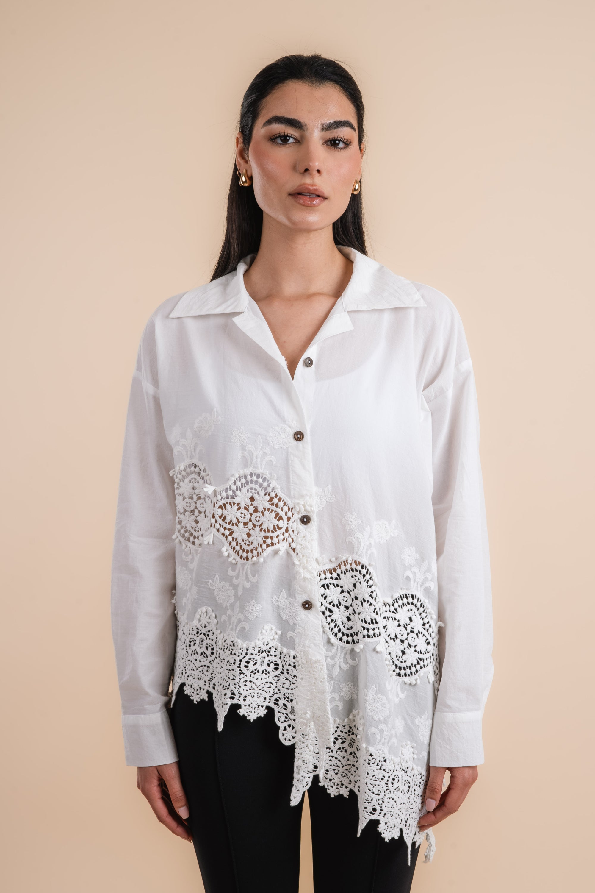 Asymmetric cotton shirt - white