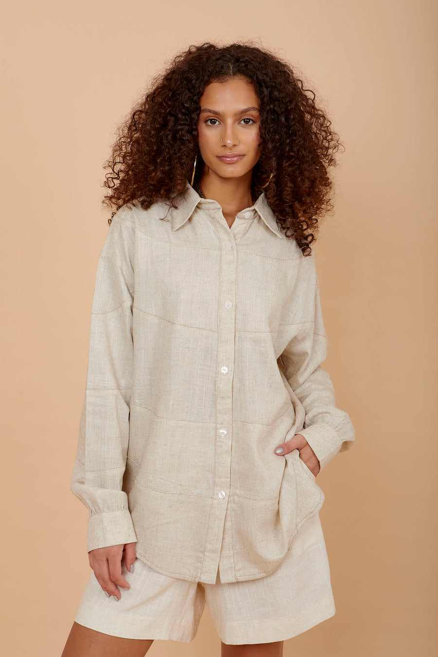 Beige silver shimmer Waves Shirt