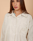 Beige Linen & Crochet shirt