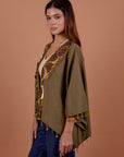 Tribal embellished kaftan - Olive