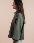 Linen shirt handmade sequins - Olive