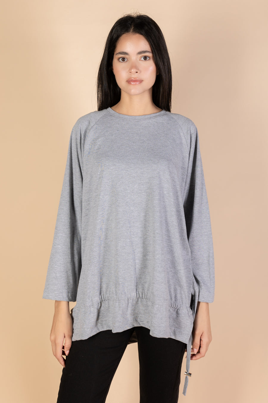 Oversized Drawstring T-shirt - Grey