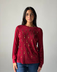 knitwear Top handmade work - Burgundy