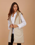 Long on the Go double face puffer Vest - Beige