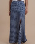 Blue stripes asymmetrical skirt