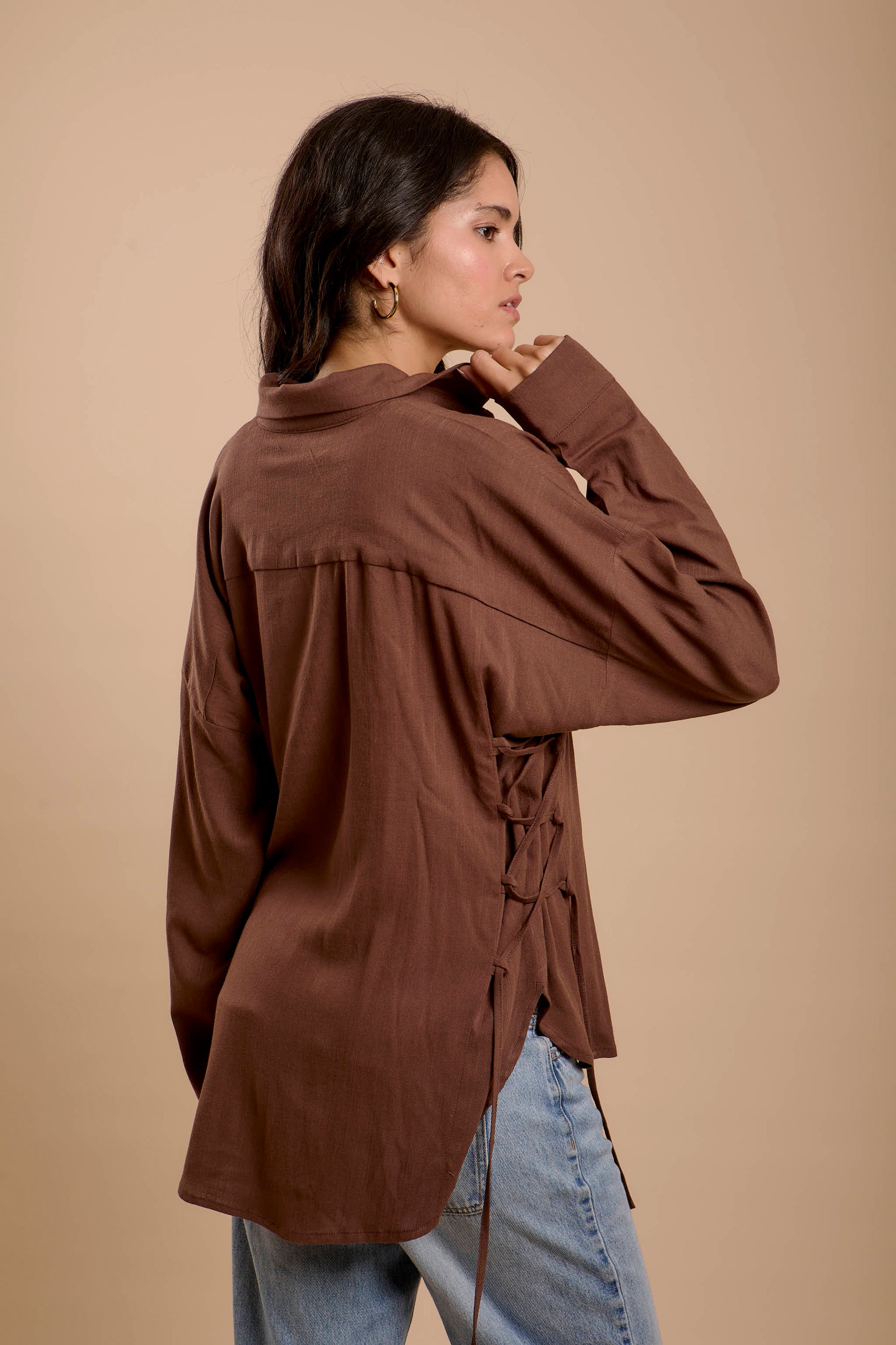 Brown Side sinching Shirt