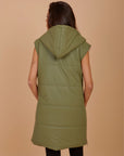 ( Restocking ) Long on the Go double face puffer Vest - Olive