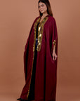 Burgundy handwork Hoodie Cape