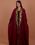 Burgundy handwork Hoodie Cape