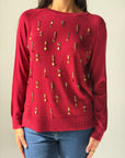 knitwear Top handmade work - Burgundy