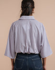 pink & navy tye stripes shirt