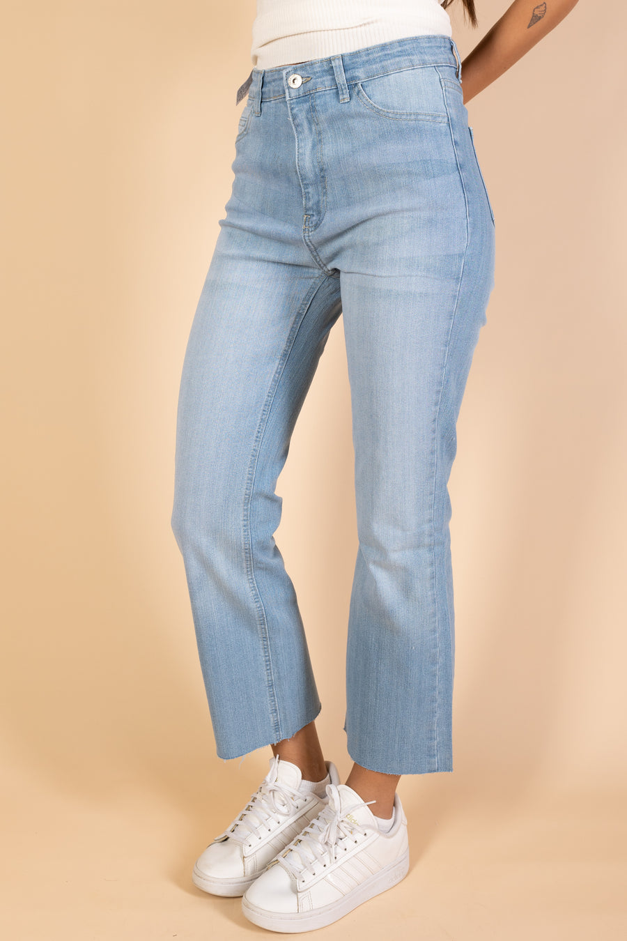 Ankle Length - Flare Jeans - Light Blue