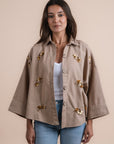 Restocking _Linen shirt handmade sequins - Cafe