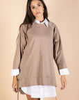 Oversized Drawstring T-shirt - Cafe