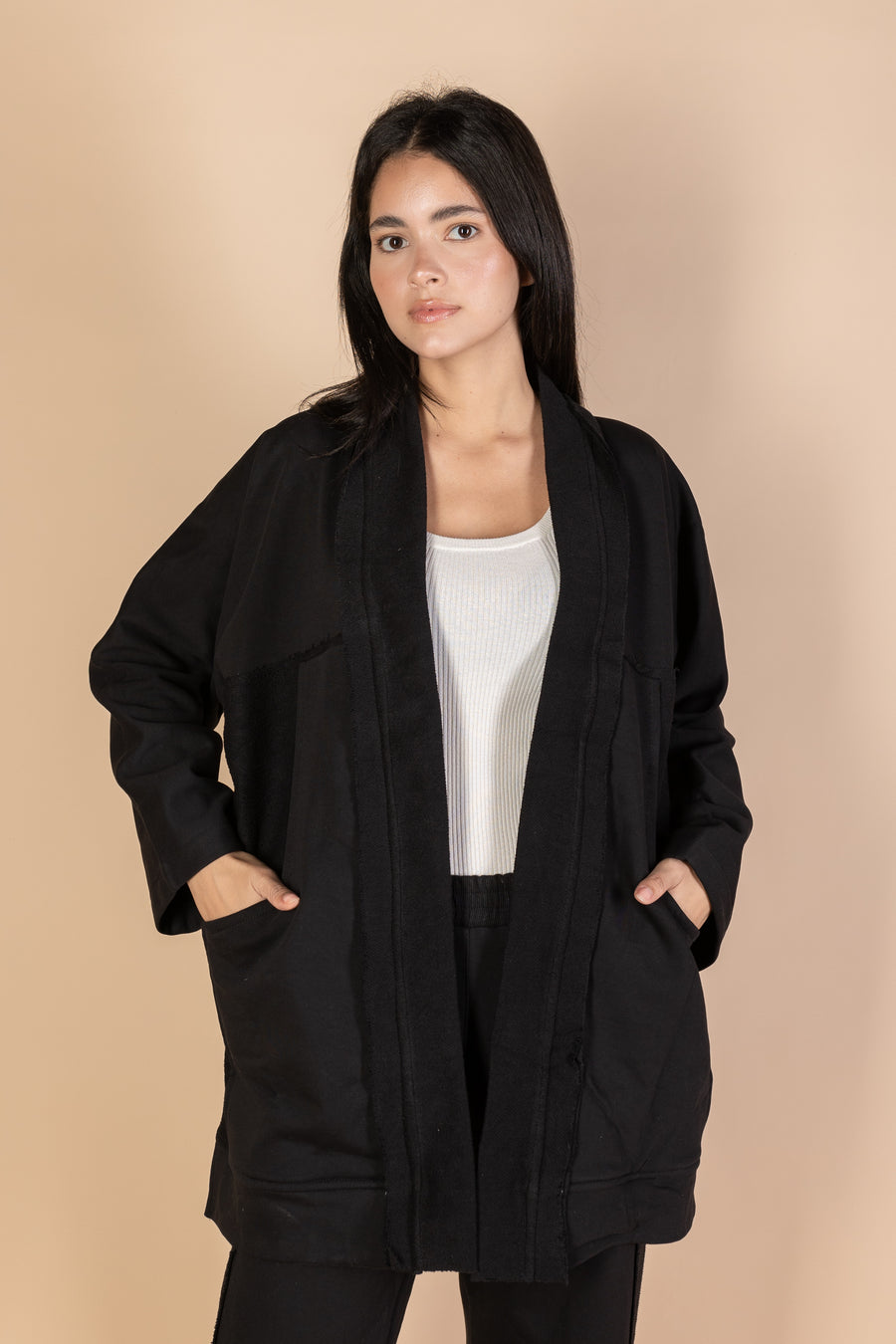 Black Melton Cardigan