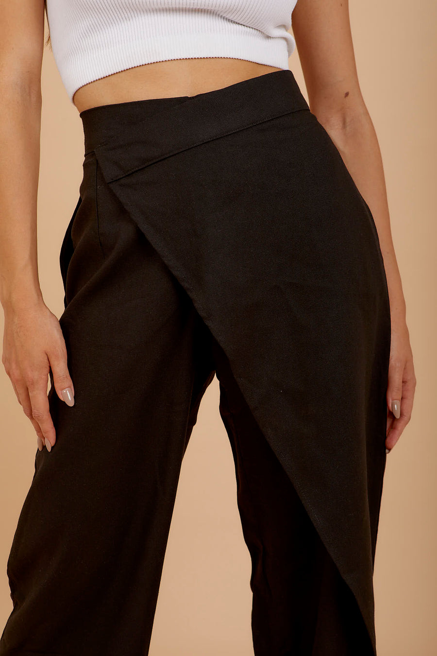 Black Wrap Linen Pants