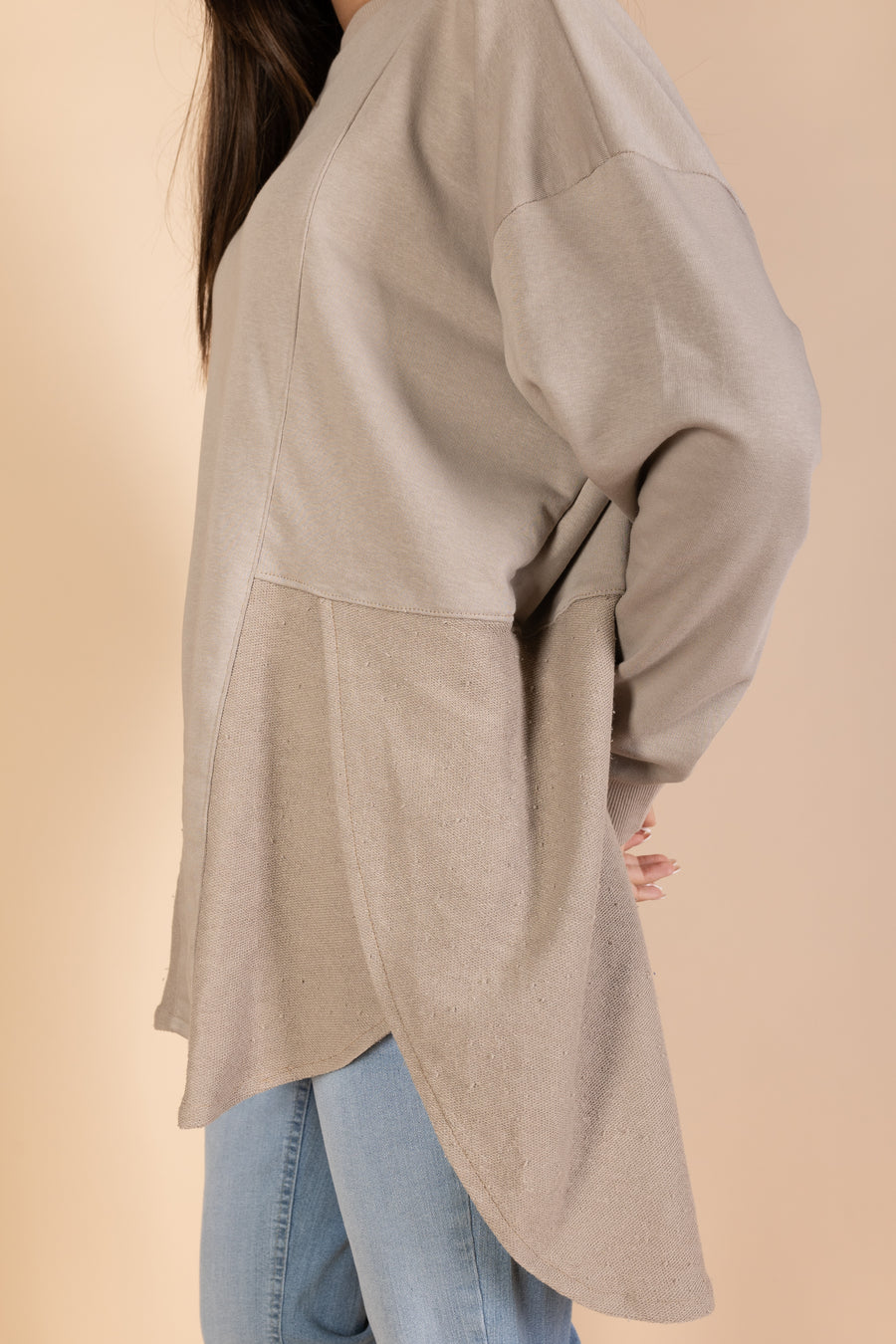 Back & Forth Melton Top - Beige