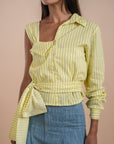 Yellow stripes Asymmetric Shirt